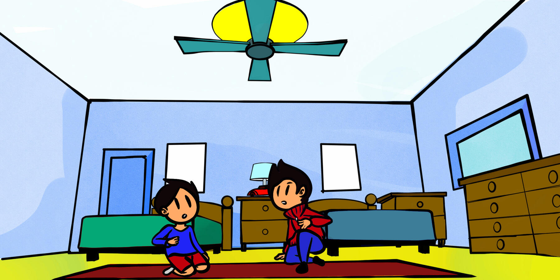 The boys hear something upstairs